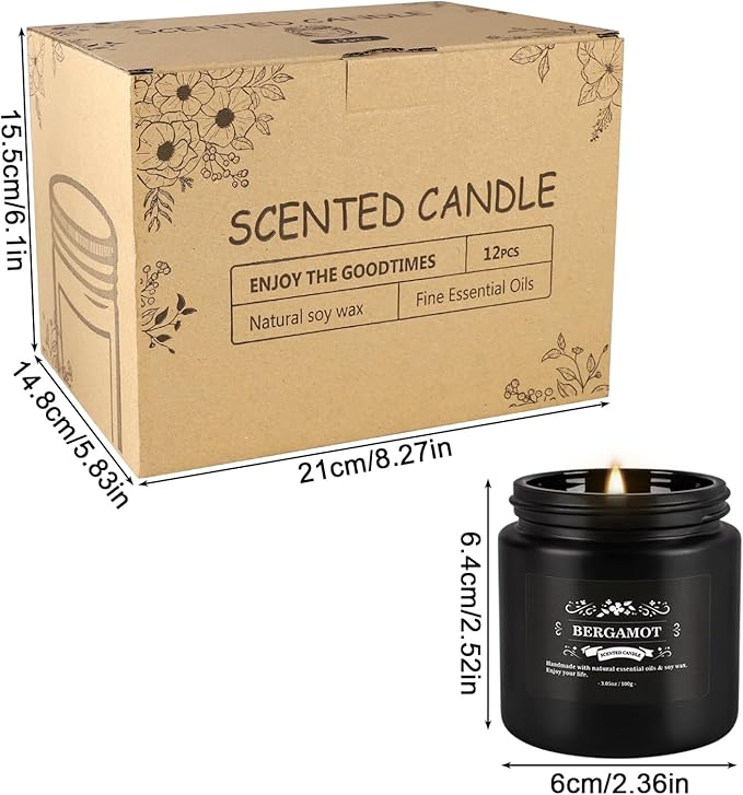 YOROXRG Scented Candles Gifts Set 24 Pack Soy Wax Travel Tin Jar Candles for Home 3.05 OZ for Mom for Christmas, Birthday, Thanksgiving, Mother's Day(Black)