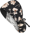 Satin Lined Scrub Caps with Buttons & Sweathand, Surgical Caps for Women