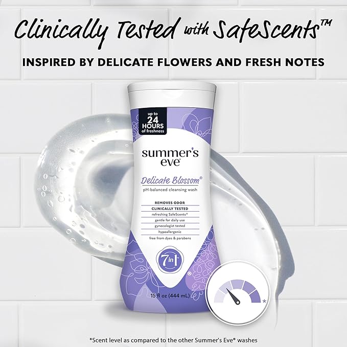 Summer’s Eve Feminine Wash, Delicate Blossom, Daily pH-Balanced Body Wash for Women, Feminine Care to Remove Vaginal Odor, Gynecologist Tested, 15 Fl Oz
