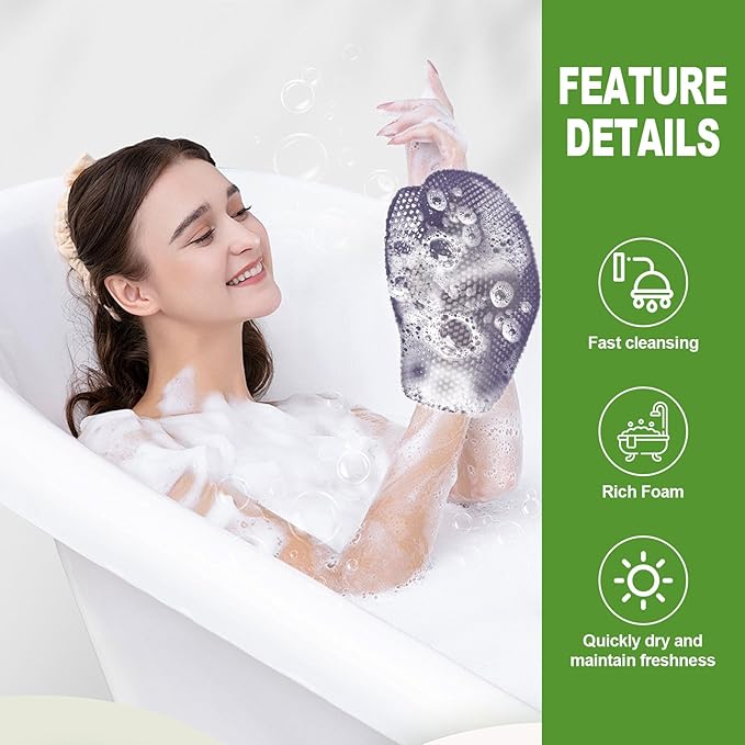 Honeycomb Exfoliating Bath Gloves - Microfiber for Enhanced Blood Circulation & Soft, Smooth Skin for All Skin Types (Light Purple - Glove)