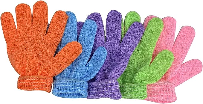 Exfoliating Gloves 10PCS Bath Gloves 5 Pairs, Natural Mitts Gloves for Men and Women Use,Shower Gloves Body Spa Makes Skin Soft and Healthy (AOLANS)