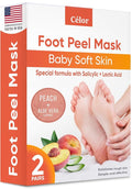 CÉLOR Foot Peeling Mask for Dry Cracked Feet | Foot Mask to Exfoliate Rough, Cracked, Dry Feet, Calluses for Soft Baby Feet Results | Made with Aloe Vera Extract for Women & Men (2 Pairs) | Peach