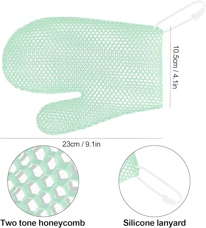 Exfoliating Glove Bath Mitt -Exfoliating Gloves for Shower, Body Scrubber for Deep Cleansing, Quick Drying Bath Gloves (Green)