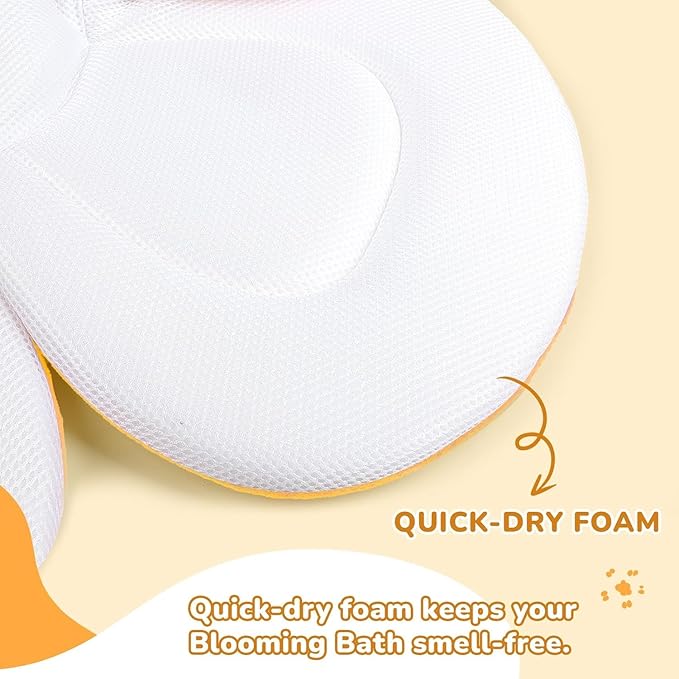 YooxArmor Baby Bath Pad for Infant Bathtub Sink, Non-Slip Flower Bathtub for Infants 0-6 Months, Soft Baby Sink Bath Cushion for Babies Bath Time, Newborns Bath Essentials Must Haves-Sunflower