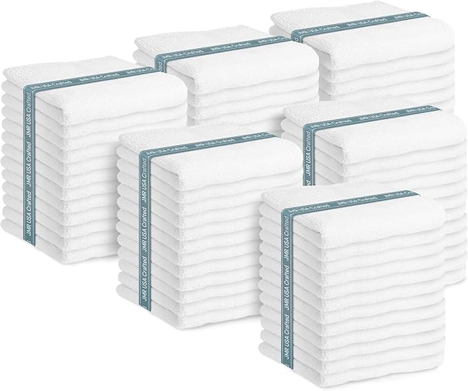 JMR Bulk-Friendly Essentials - Practical Cotton Towels - Economical 22" by 44" Multi-Purpose Towel - Absorbent, Quick-Drying, Soft, Lightweight - Ideal for Pool, Gym, Spa (White) - 72 Pack