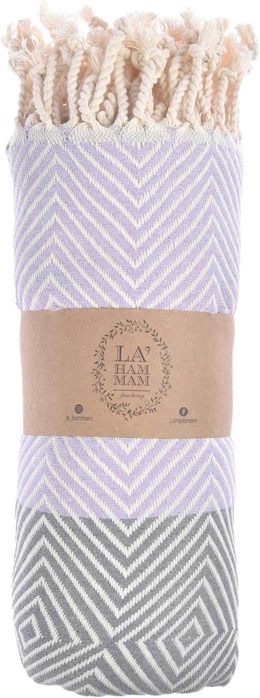 Personalized Embroidered Beach Towel | Throw Blanket, Easy Carry, Sand Free, Highly Absorbent, Quick Dry, Turkish Towels for Camping Bath Sauna Beach Gym Pool Yoga SPA by Lahammam, Newdiz, Lilac