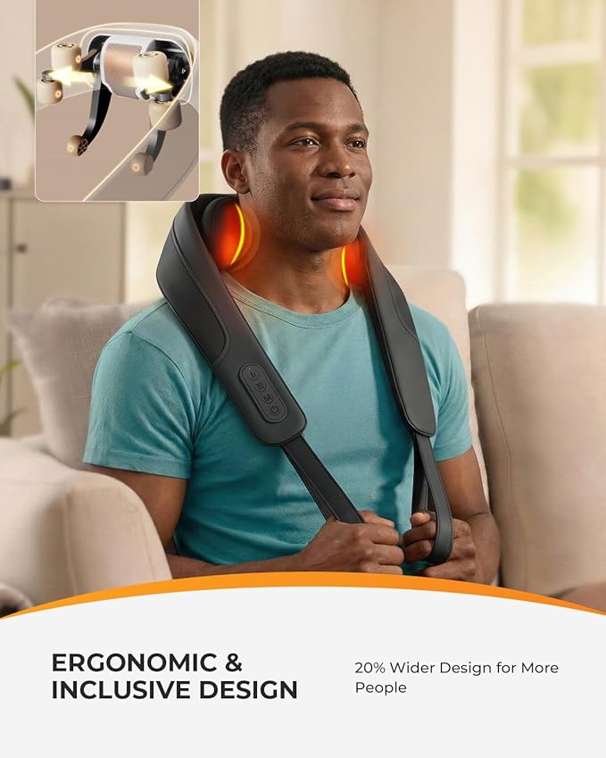 CooCoCo Cordless Neck Massager with Heat[Remote], FSA Eligible, 2026 Upgraded 6D Shiatsu Back Shoulder Massager for Pain Relief Deep Tissue, Dual Heating Area, Hands-Free, Neck Pain Relief for Mom Dad