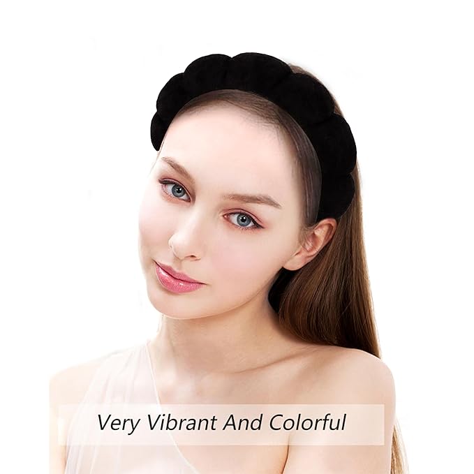 AOPRIE SPA Headbands for Washing Face Makeup Scrunchies Powder Puff Women Facial Head Band Wrist Towel Wraps For Shower Face Mask Black Style Black, 7 Pack