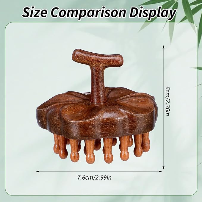 ElevateTech Wooden Scalp Massager Comb for Promote Hair Growth, Natural Wooden Hair Brush Portable Handheld Head Gua Sha Brush Round Anti-Static Head Massage Tool for Men Women Spa