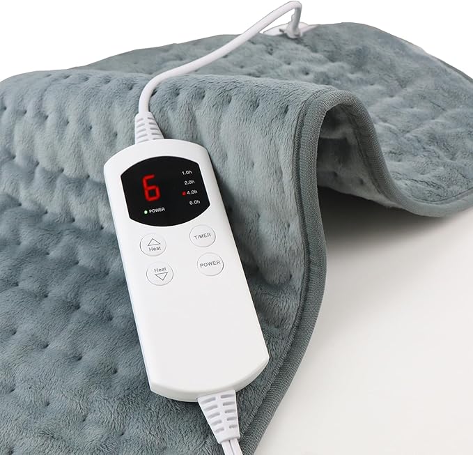 Heating Pad for Back Pain Relief Period Cramp,6 Heat Settings & 4 Timer Auto Shut Off,Soft 12" x24" Electric Heat Pad for Neck Shoulders