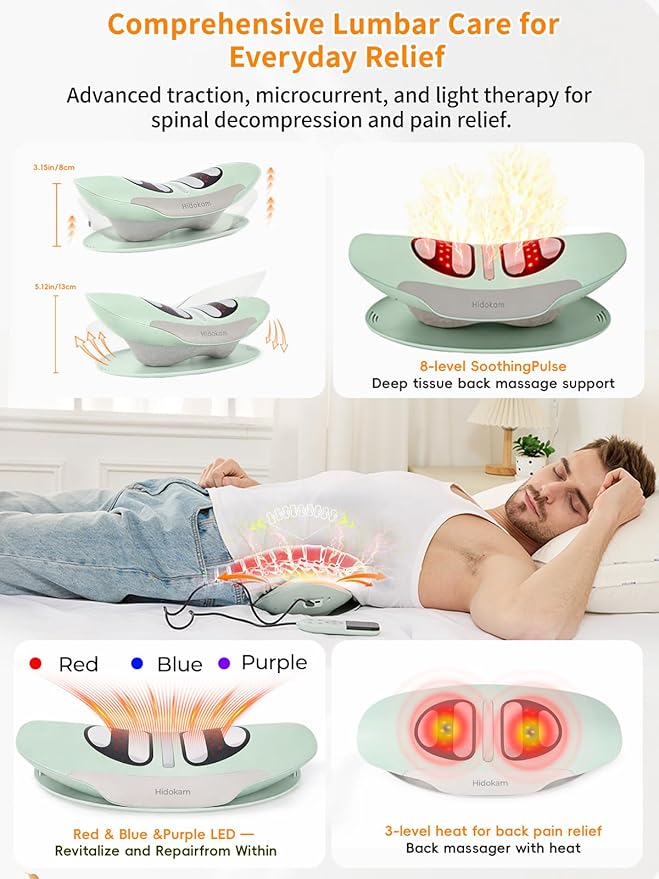 Smart Lower Back Massager with Soothing Warm Therapy & Air Traction – Spinal Decompression Device for Sciatica Relief, Lumbar Pressure & Stiffness - Ideal Gift for Parents & Loved Ones