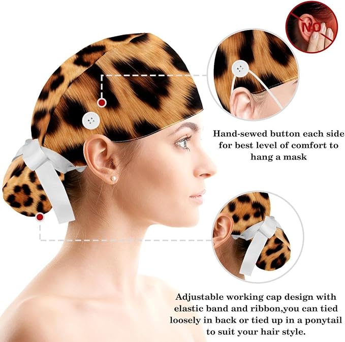 Scrub Cap with Hair Scrunchy, Ponytail Holder Surgical Cap