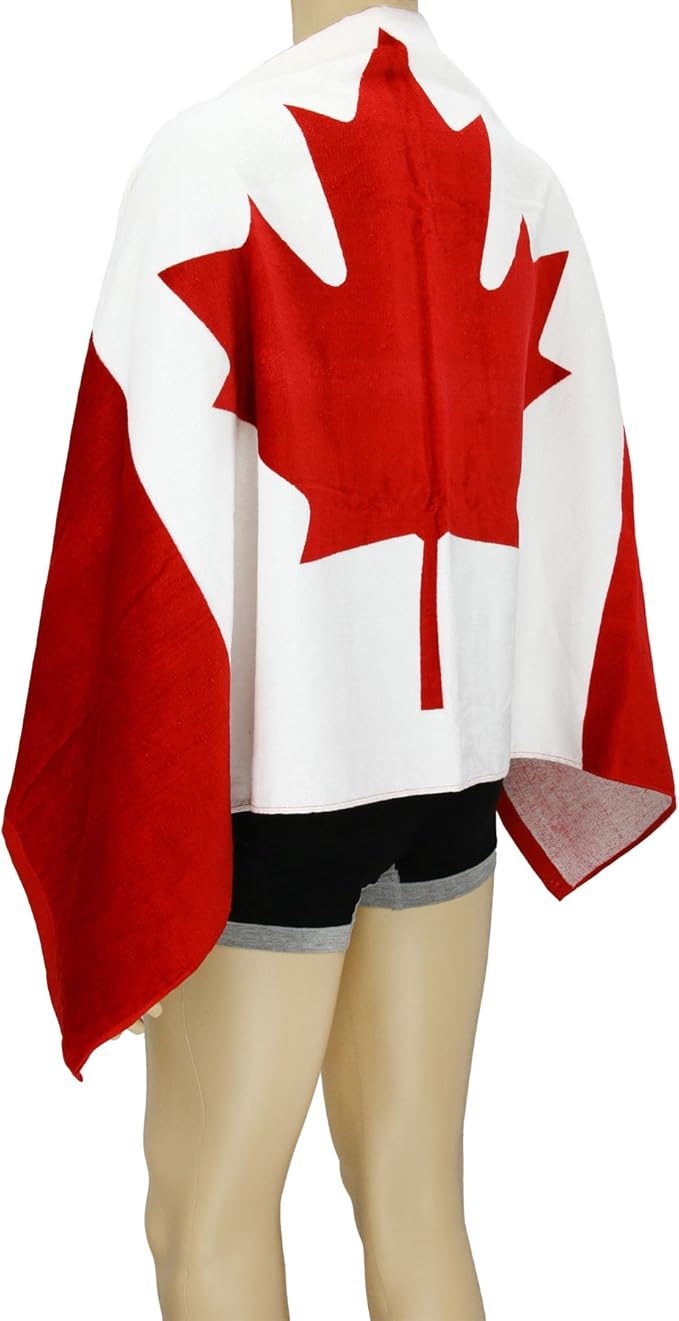 FakeFace 30"x60"Oversized Skin-Friendly Soft High Absorbent Cotton US, UK, CA Flag Pattern Swimming Pool Beach Sauna Towel Collection Home Travel Business Hotel Bath Wrap Shawl Blanket-Canada Flag