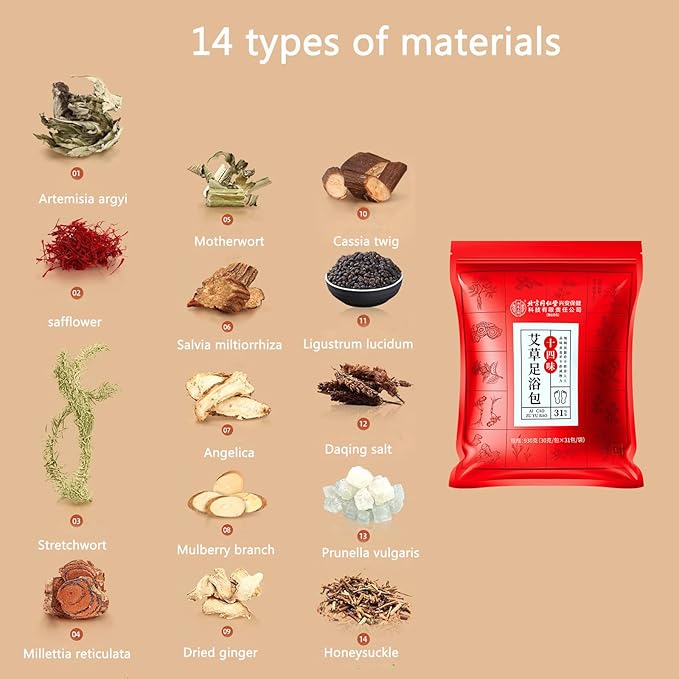 30 PCS Body Herbal Detox Foot Soak to Remove Toxins,Lymphatic Drainage Ginger Feet Soak,Mugwort Foot Detoxing Soak for Dry Cracked Feet Dispel Cold Remove Dampness 泡脚足浴包艾草叶