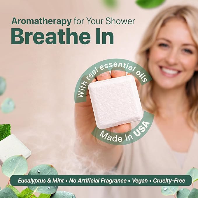 Shower Steamers Aromatherapy - USA Made with Natural Ingredients & Eucalyptus Essential Oil, Mothers Day Gifts for Mom, Large Shower Bombs, Relaxation Spa Gifts for Women & Men, Unique Self Care Gifts