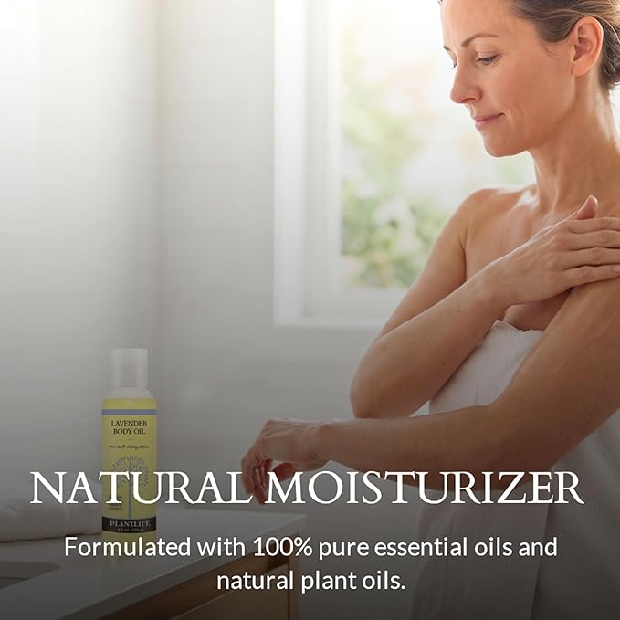 Plantlife Lavender Body Oil - Moisturizing Natural Body Oil for All Skin Types - Nourishing Dry Skin and Making It Feel Soft and Silky for Women & Men - Bath, Body & Massage Oil - 4oz