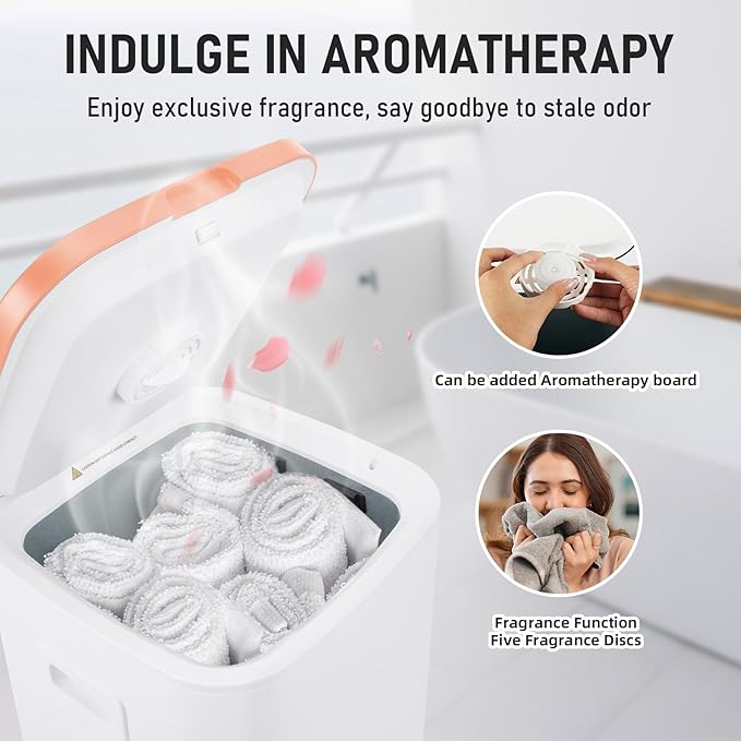 Towel Warmer for Bathroom, 23L Large Towel Warmers, Heated Towel Warmer Bucket with LED Display, 3 Heating Modes, 20/40/60 Min, Auto Shut Off, Child Lock, Hot Towel Heater Warmer Spa, Orange