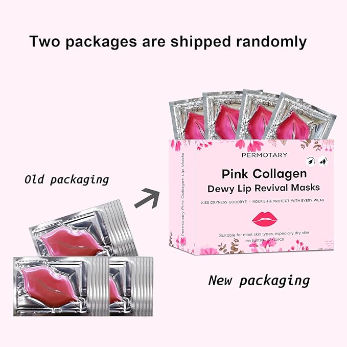 Permotary 30 PCS Moisturizing Collagen Lip Mask Crystal Mouth Care Pads Mask for Moisturizing & Reducing Chapped, Smoothing Fine Lines Lip Patches with Moisture Essence for Gifts