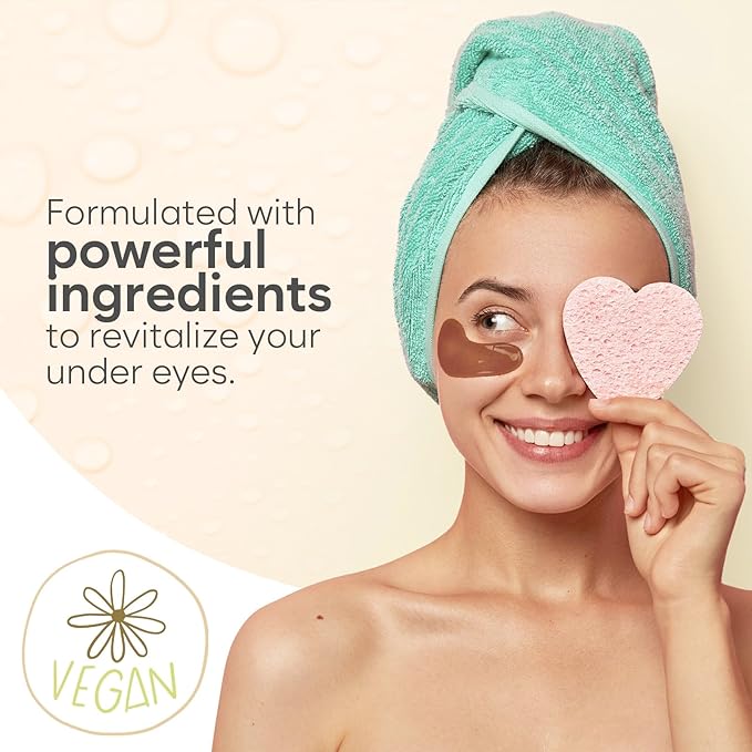 BLOOMORA Caffeine Under Eye Patches (20 Pairs) - Dark Circles & Puffiness Care - Hydrating Caffeine Eye Mask