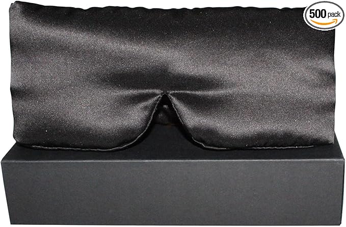 100% Mulberry Silk Eye Mask Blackout Sleeping Eye Cover for Night Sleep and Travel Nap,Soft Adjustable Eyeshade, Comfortable Organic Blindfold for Women Men,Large Size, Black (Black)