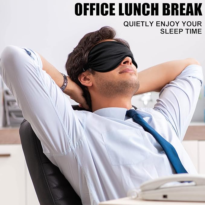 20 Pieces Silk Sleep Mask Eye Mask with Adjustable Strap Sleeping Cover Eye Cover Blindfold for Women Men Sleeping Travel(Black)