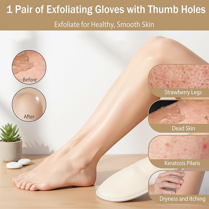 Body Scrub Gloves Korean Scrub mitt Exfoliating Gloves for Shower with Thumb Holes Korean Body Scrubber Dead Skin Remover for Dead Skin Removal Self-Tan Prep