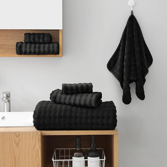 KBY Bath Towels Set of 2, Extra Large Bath Sheets 40X80 Inches,Quick Dry, Ultra Soft，Durable & Super Absorbent Oversized Bathroom Towel Sets for Adults, Gym, Spa, Pool & Hotel(Black)