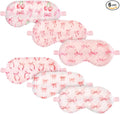 Cuffbow 6 Pack Plush Sleep Mask Set, Cute Plush Eye Masks for Sleeping, Soft Comfortable Travel Nap Blindfold, Sleepover Party Favors for Women(Bow,Pink)