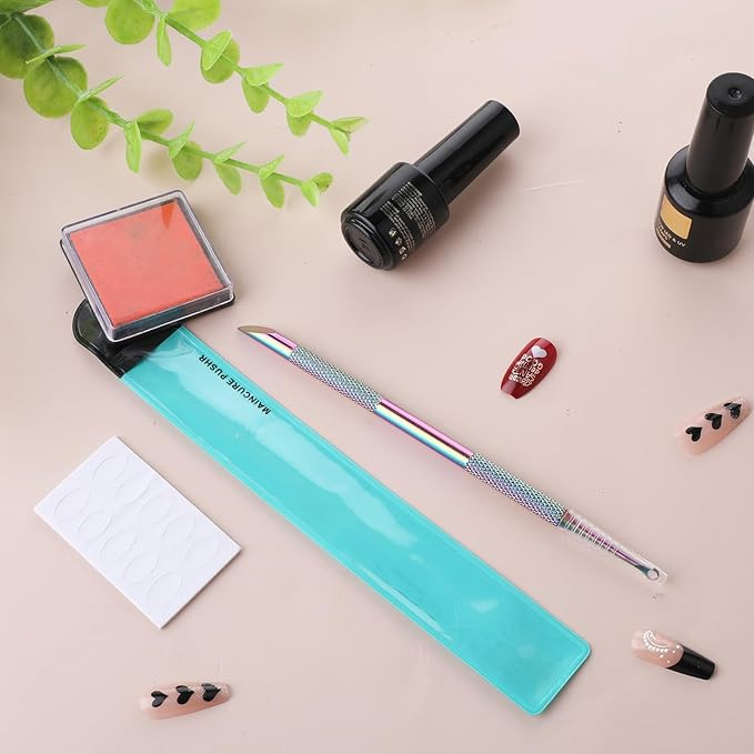 Cuticle Pusher, Dual Ended Nail Cuticle Remover with 5 Nail Sand Polishing Tablets Nail Care Polish Remover Cuticle Trimmer Manicure Kit for Pedicure Nail Art