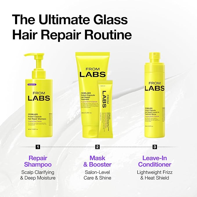 FROMLABS Hair Treatment Booster Powder for Intensive Keratin Care, Mix with FROMLABS Protein Capsule Hair Repair Treatment, For Damaged, Bleached & Frizzy Hair, 2g*8 Single‑Use Packets(Powder only)