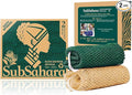 SubSahara Authentic African Net Sponge - 2 Pack Exfoliating Bath & Shower Loofah Sponge for Body & Face, Gentle Scrubber for All Skin Types, Travel, Durable (Golden & Forest Green)