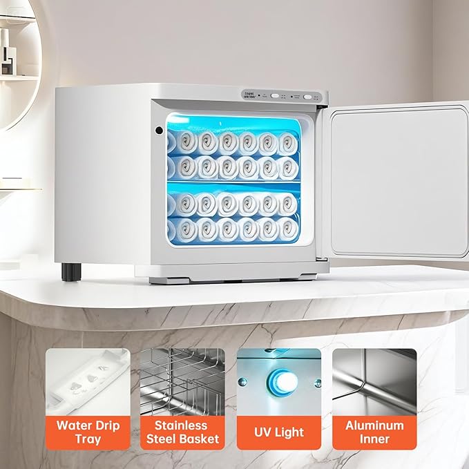 Hot Towel Warmer for Spa,2-in-1 Thermostatic Towel Heater,23L Large Capacity with Quick and All-Round Heating for Facial SPA,Beauty Salon,Esthetician and Bathroom White