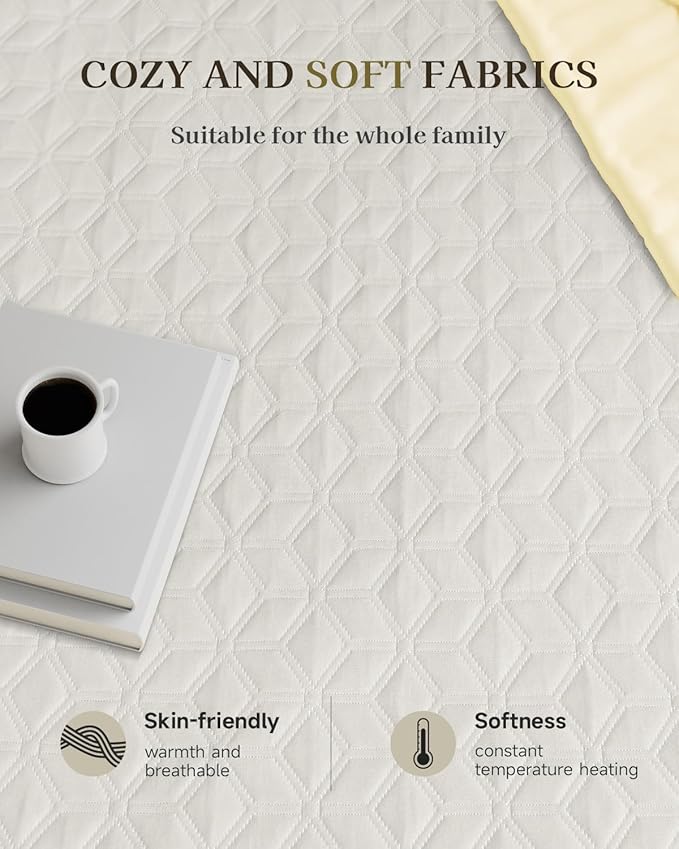 Gotcozy Heated Mattress Pad Califonia King Size Dual Control - Electric Mattress Pad Fit up to 15‘’ with 6 Heat Setting & 10 Hour Auto Off ETL Certified Machine Washable(White)