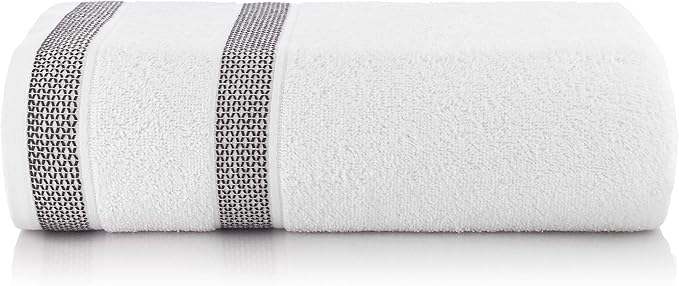CASA COPENHAGEN Solitaire 6Pcs 100% Egyptian Cotton Large Designer Towels Gift Set- Snow White, 600GSM, 2Bath 2Hand 2Washcloths, Bath Towels for Bathroom Set for Women & Men
