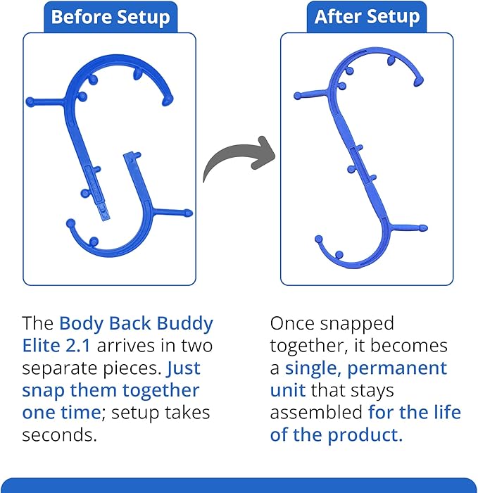 Body Back Buddy Elite Blue 2.1 - Neck Massager for Pain Relief Deep Tissue - Back Therapy Tool - Therapeutic Trigger Point Hook for Muscle Knot & Myofascial Release - Shoulder Pressure Point Relief