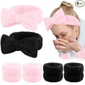 WHAVEL 6PCS Spa Headband and Wristbands Set, Face Wash Headband Wrist Bands for Washing Face Skincare Makeup Hair Band Skin Care Accessories Tools