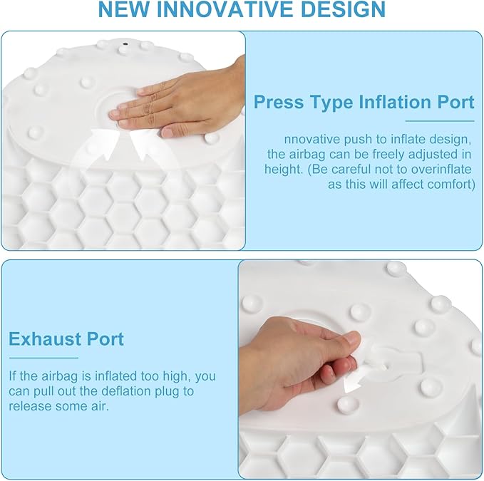 Soft Silicone Bath Pillow, Adjustable Airbag Ergonomic Neck Support Design, 34 Strong Suction Cups, Fits Most Bathtubs, Easy to Clean and Quick-Dry, Relaxing Spa Gift for Mom, Wife, and Girlfriend