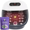 Foot Spa Bath Massager with Heat Bubbles and Vibration Massage and Jets, 16 OZ Calming Lavender Foot Soak Epsom Salt, Miwhale Foot Soaker with Red Light, 22 Massage Rollers, Adjustable Temp - Grey