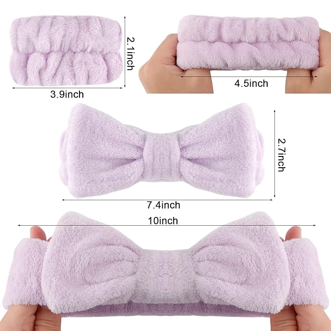 WHAVEL 6PCS Spa Headband and Wristbands Set, Face Wash Headband Wrist Bands for Washing Face Makeup Skincare Hair Band Skin Care Accessories Tools