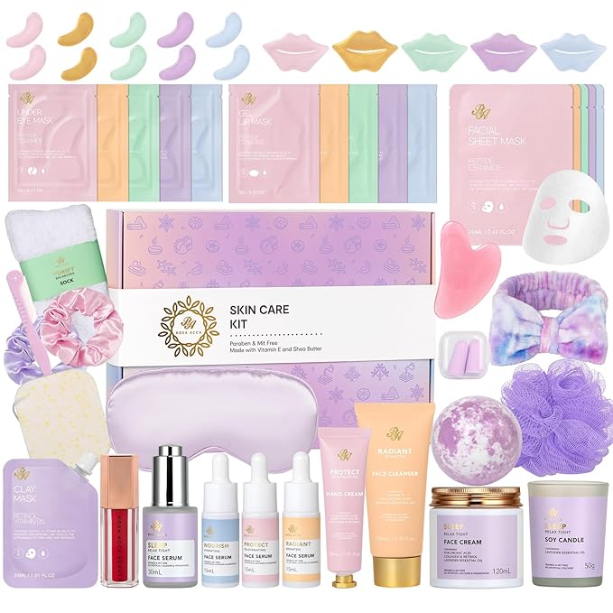 Mother's Day Gift for Mom, 38 Pcs Hydrating Skin Care Set for Women, Bath & Body Spa Gift Set, Self-Care Pampering Gift Basket Kit, Bath Bomb, Face Serum, Birthday, Christmas, Anniversary, Wife