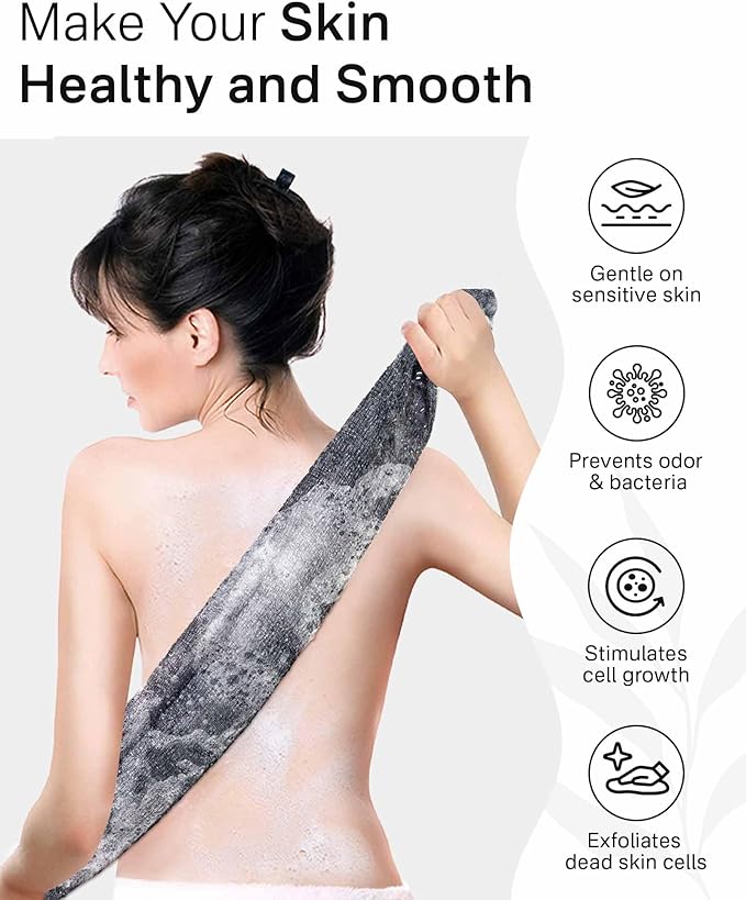 Yiclick Exfoliating Washcloth Towel - Exfoliating Body Scrubber, Back Scrubber for Shower, Loofah Sponge Wash Cloth, Korean Japanese & African Net Sponge Rag, Exfoliator Washer for Use in Shower Bath
