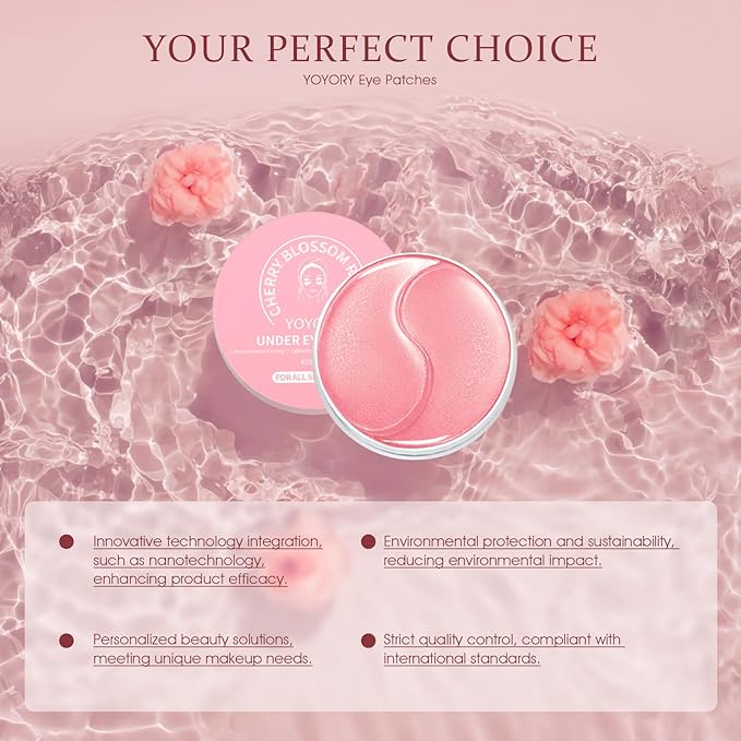 Under Eye Patches Masks - Eye Patch for for Dark Circles and Fine Lines,Puffy Eyes, Wrinkles, Eye Bags Treatment with Collagen and Hyaluronic Acid, Moisturizing and Hydrating Pink(60 Pcs)