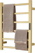Electric Heated Towel Warmer Rack Gold Bathroom Accessories, With Timer Wall Mounted Rail, 6 Bars Stainless Steel Drying Racks Home Radiator, Hardwired