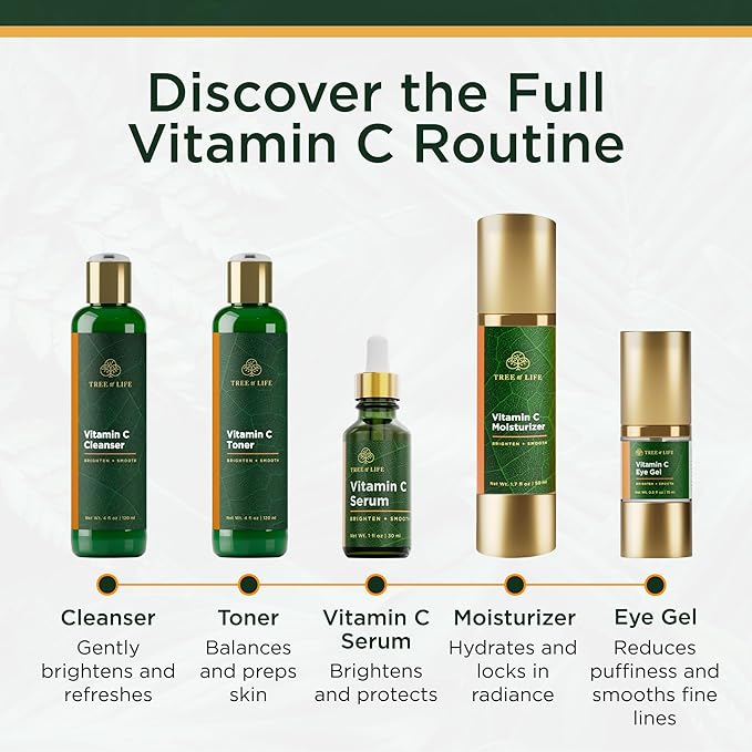 Tree of Life Beauty Vitamin C Skin Care Set, Skin Face Oil, Facial Serums for Dry and Sensitive Skin with Vitamin E Soft Skin, 1 Fl Oz (Pack of 2)