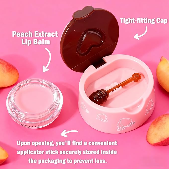 9Pcs Bee Lip Balm Honey Pot, Lip Mask Skincare, Strawberry, Watermelon, Apple Lime, Cherry, Mint, Grapes, Coconut, Peach, Moisturizing Honey Balm Teacher Appreciation Gifts, Mothers Day Gifts