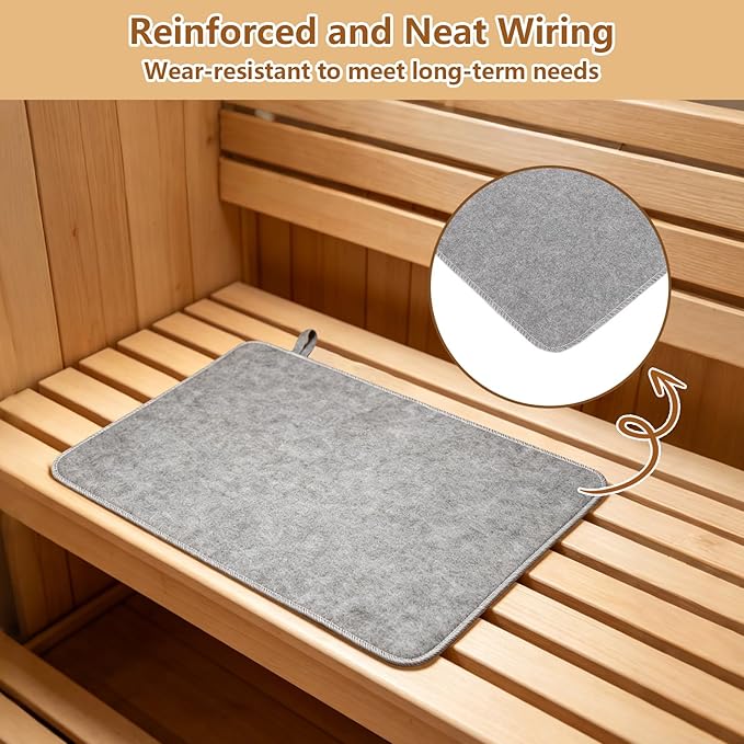 Felt Sauna Cusion, Felt Sauna Seat Cushion, 19.6 x 13in Sauna Mat for Inside Sauna, Portable Sauna Floor Mat Water Absorption Heat Insulation for Steam Room and Shower Rooms