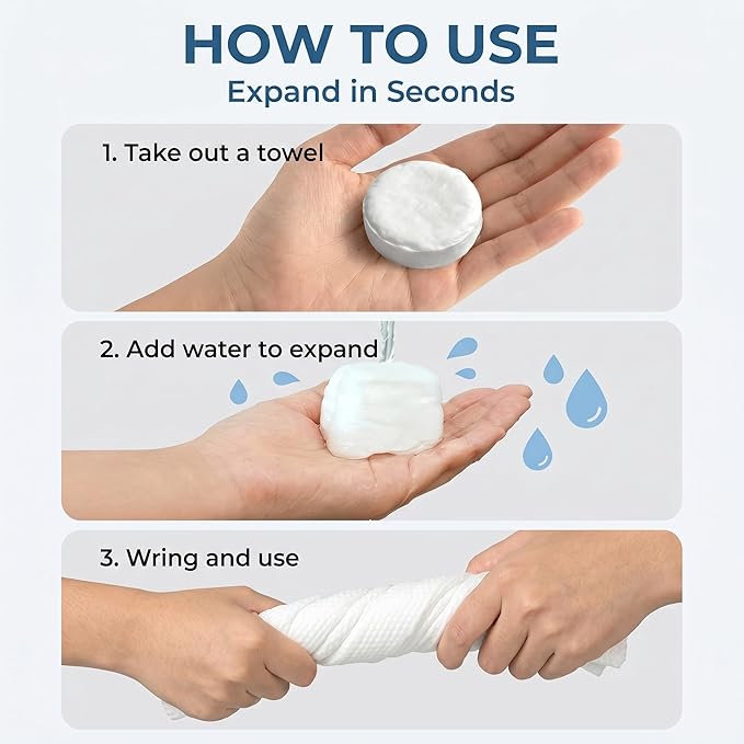 Disposable Face Towel Hot Face Towels spa hot towel for face Towels Suitable for Towel Warmers manually Soaked in Water or Can be Used in dispensers Compressed Towel Tablets (80PCS spa Soft Towels)