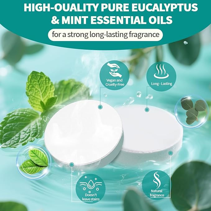 Shower Steamers Aromatherapy, Basket Set for Mothers Day Gifts for Mom, 8 Pack Teacher Appreciation Gifts for Women Men, Organic Eucalyptus & Menthol Essential Oil, Spa Relaxing Purple Gifts for Wife