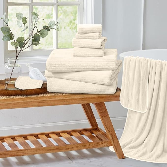 Extra Large Bath Sheet Set of 4,Ultra Soft Fluffy Towel,35”x 70”Oversized Bath Towel Set,Premium Microfiber Bathroom Towel Set Highly Absorbent Quick Dry Shower Towel for Bathroom,Hotel,Spa(Beige)