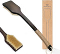 Back Scrubber Shower Brush,Dry Brushing Body Brush with 17.7 Inch Curved Long Handle, Natural Bristles for Lymphatic Drainage, Soft & Stiff Bristles Available (Natural Fiber, Soft)